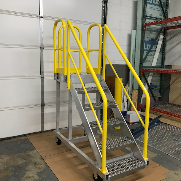 OSHA Compliant Heavy-Duty Aluminum Rolling Stairs with Platform