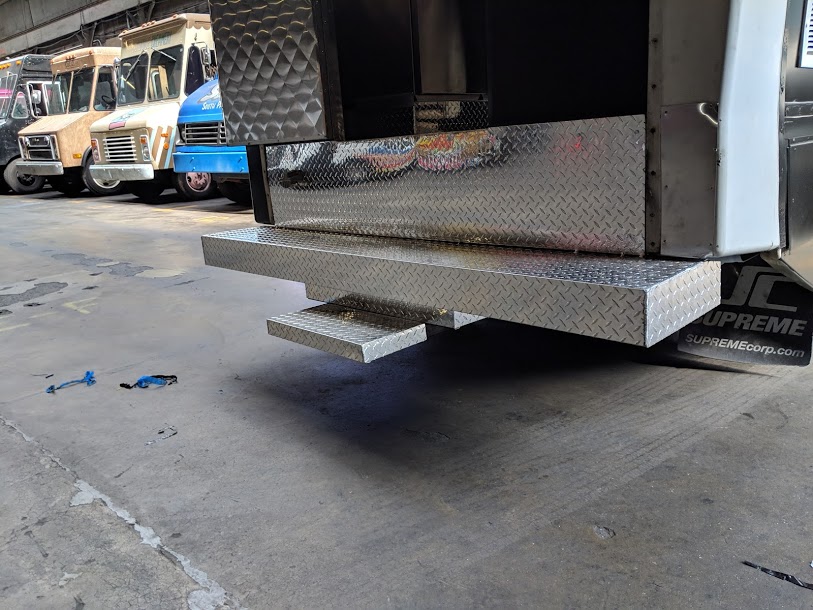 Diamond Plated Food Truck Rear Bumper with Step